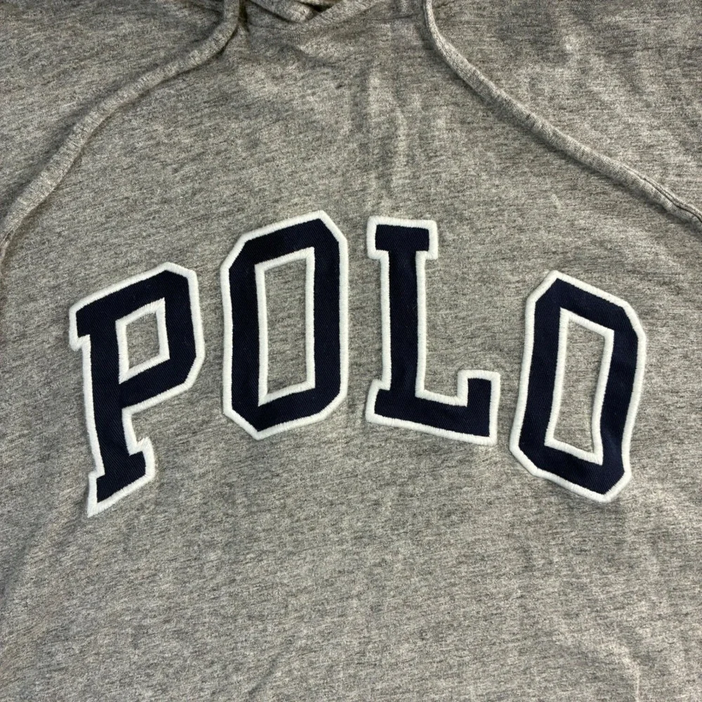 Polo‎ Ralph Lauren Hoodie Mens M Gray Lightweight Spellout Pullover Embroidered